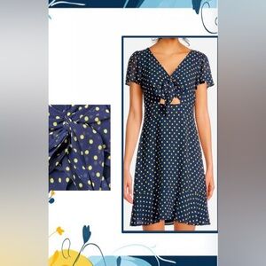 Michael Kors Midnight Blue Above Knee Dress w/ Gold Dots - Size 6